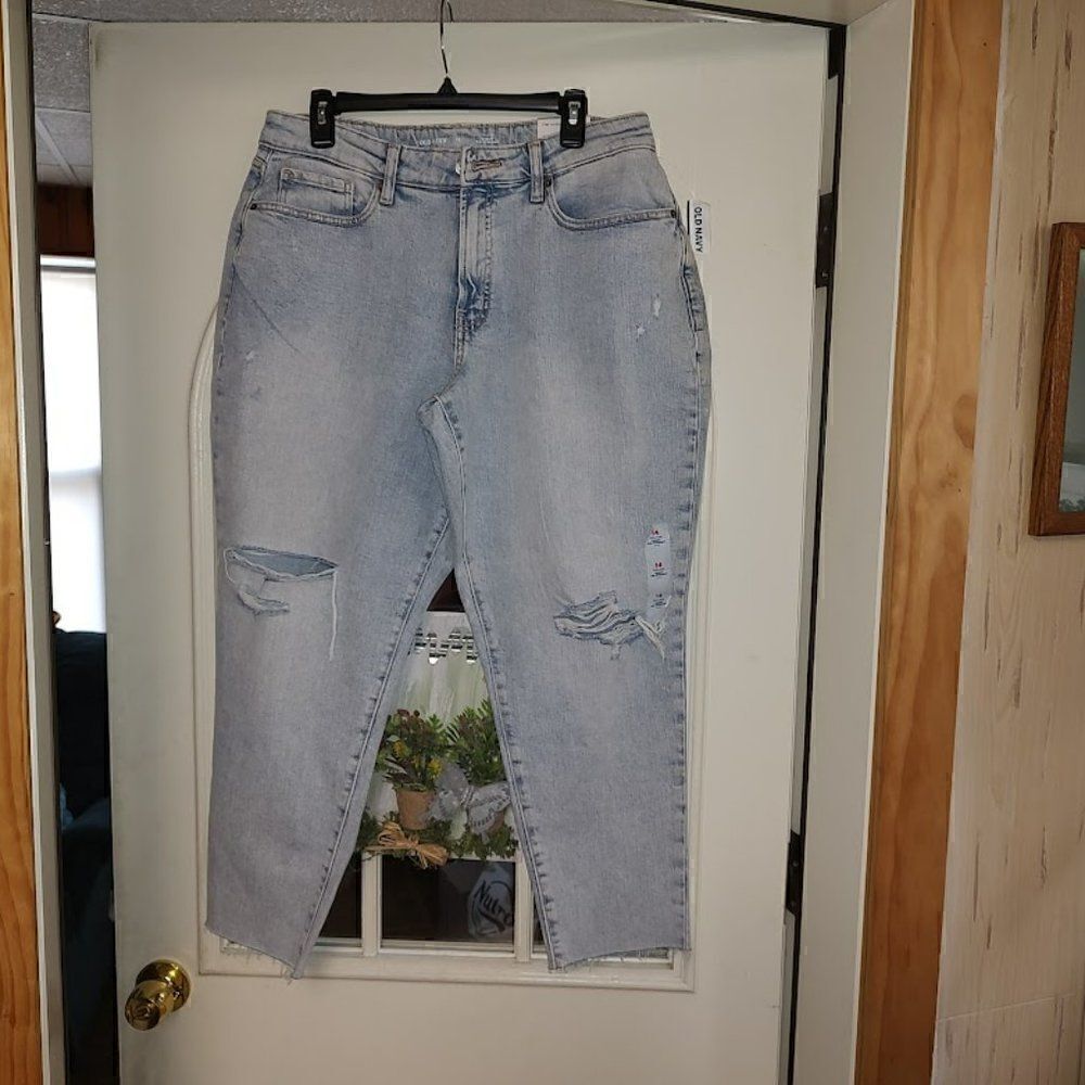 New Old Navy Curvy O.G . Straight Distressed Ankle Jeans Size Women's 14
